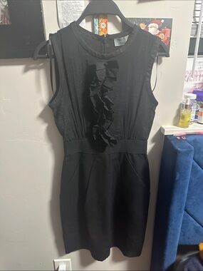 Sheike Black Sleeveless Ruffle Sheath Dress
